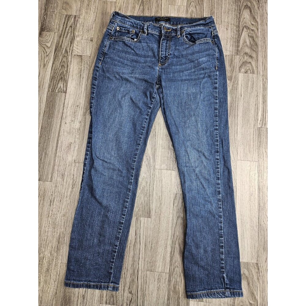 (3/$35) Banana Republic Jeans Womens 6 Blue Straight‎ Ankle Stretch Denim